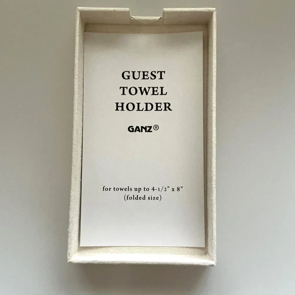 GANZ GUEST TOWEL HOLDER WHITE VANITY TRAY FOR BATHROOM COUNTER ORGANIZATION